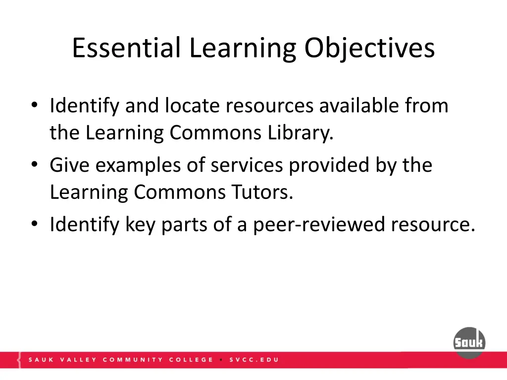 essential learning objectives