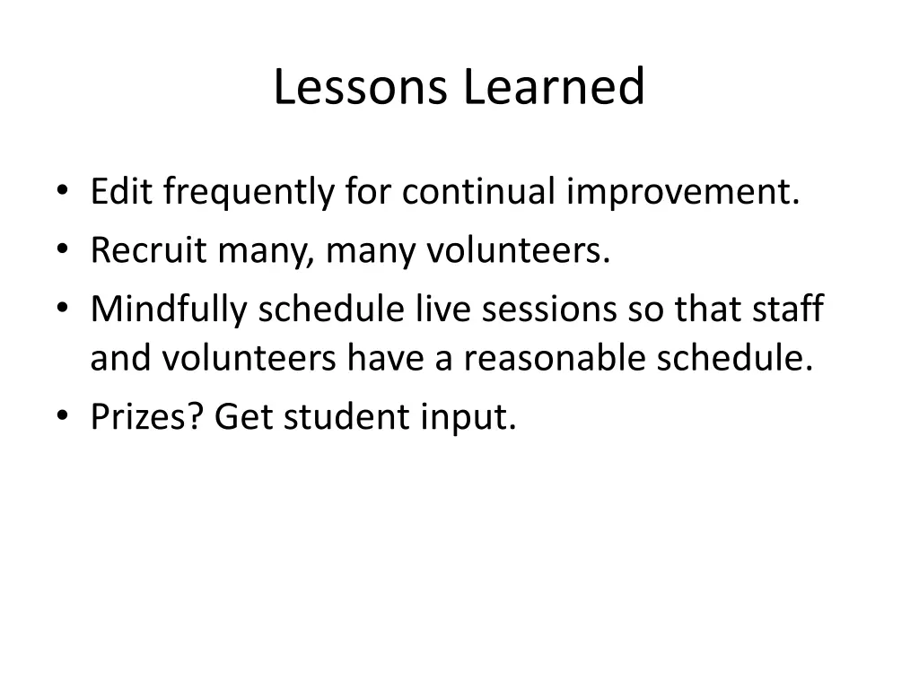 lessons learned