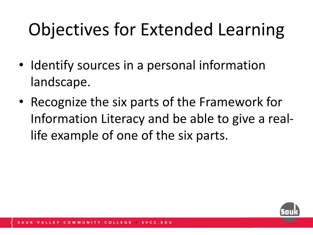 objectives for extended learning