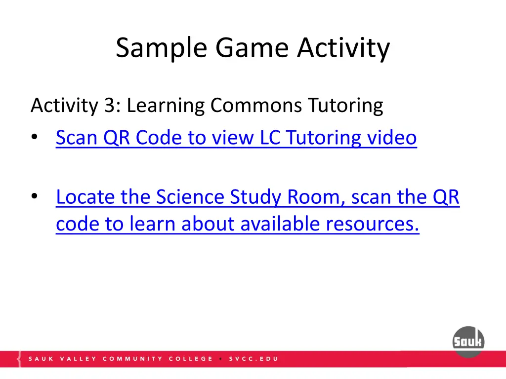 sample game activity