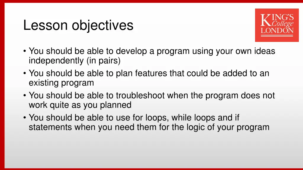 lesson objectives