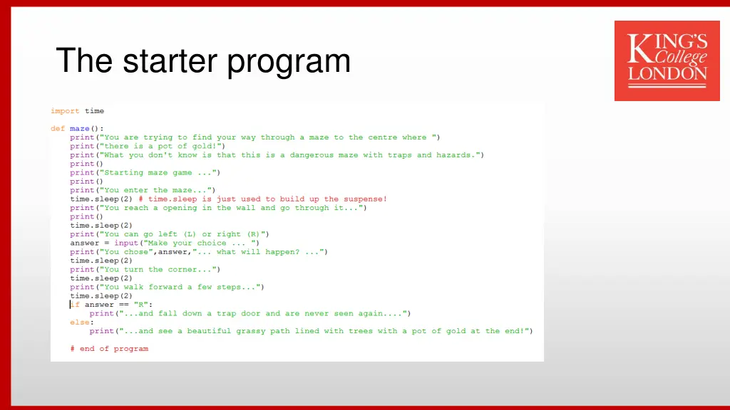 the starter program
