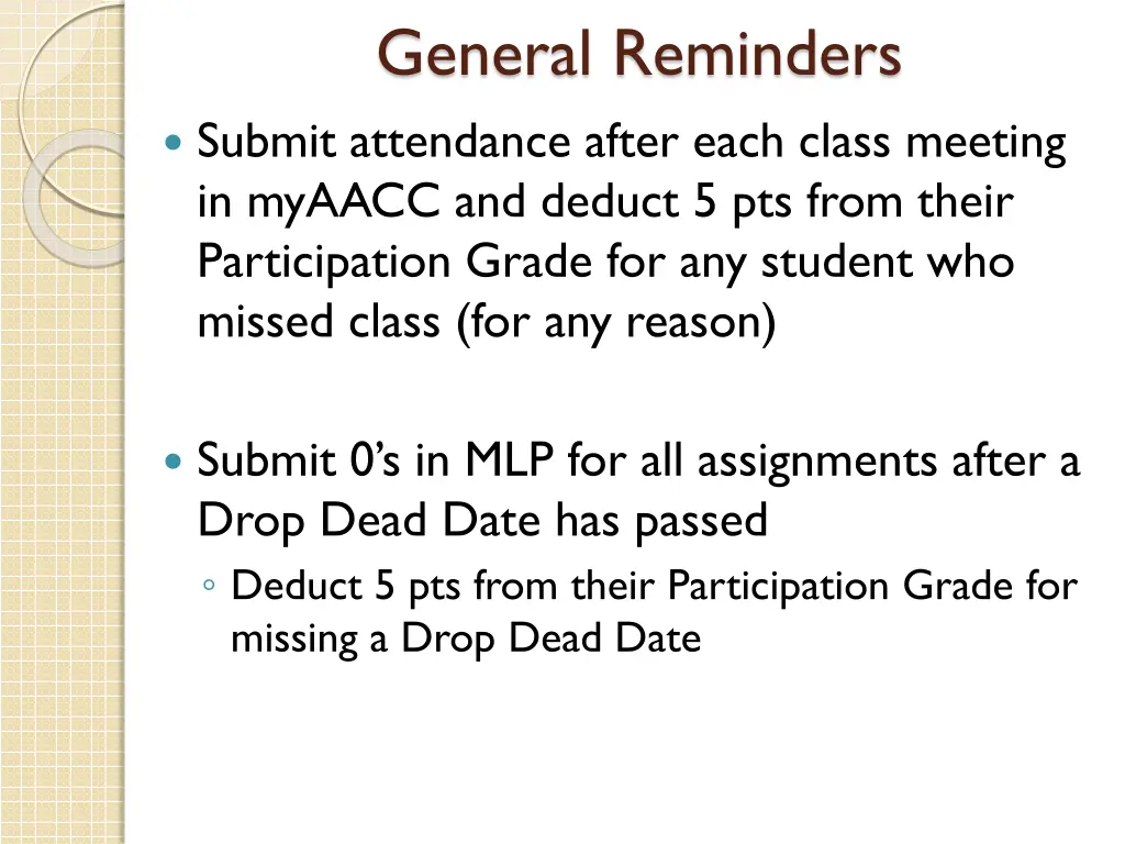 general reminders 1