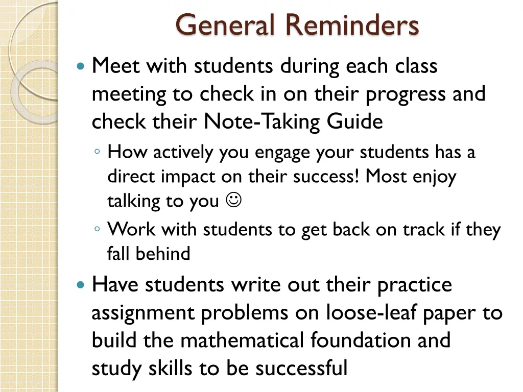general reminders