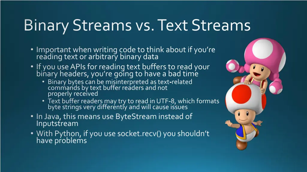 binary streams vs text streams