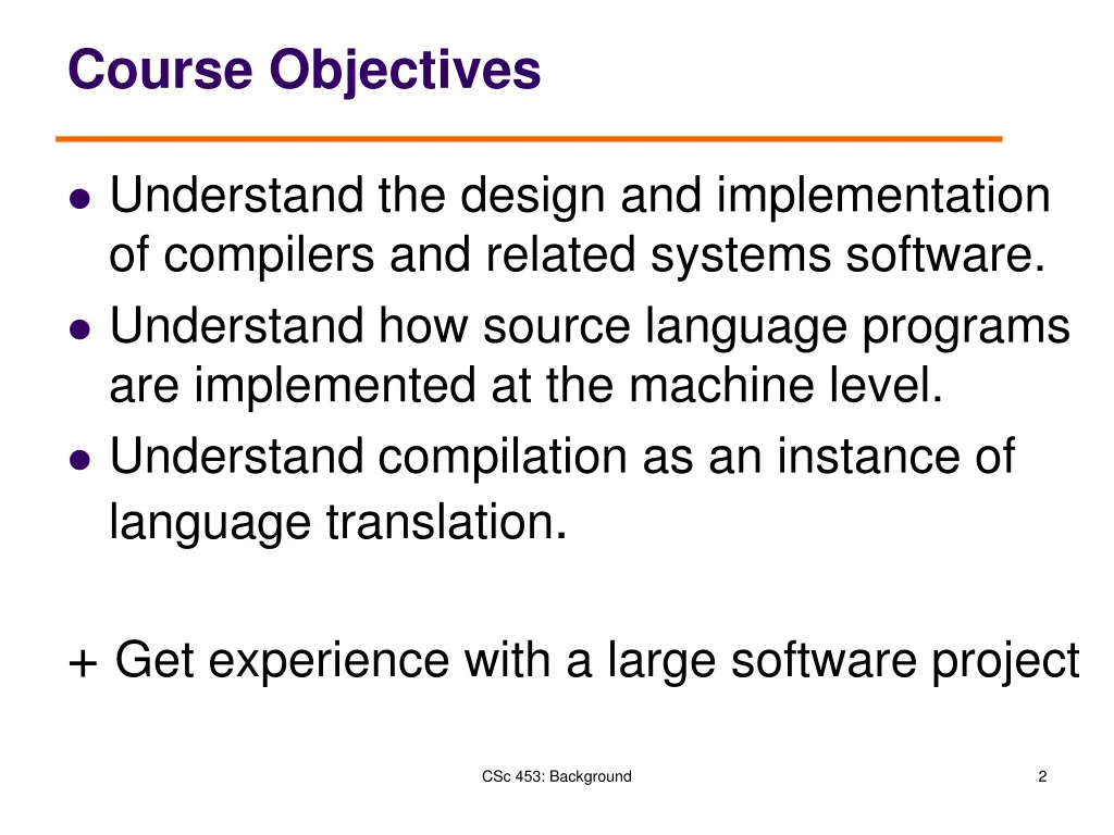 course objectives
