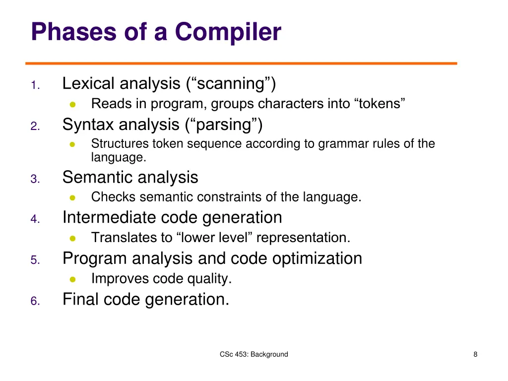 phases of a compiler