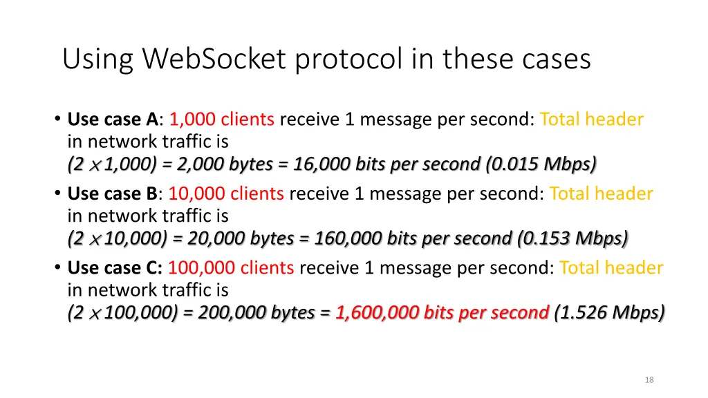 using websocket protocol in these cases