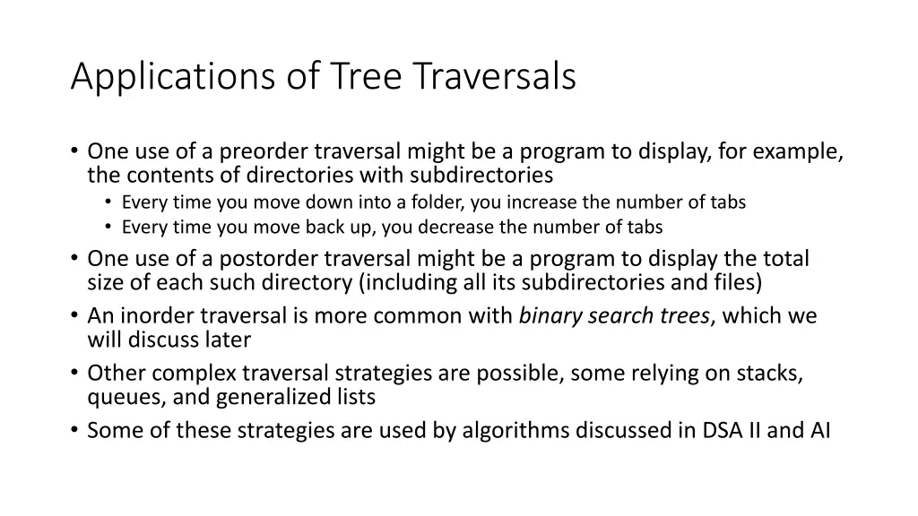 applications of tree traversals