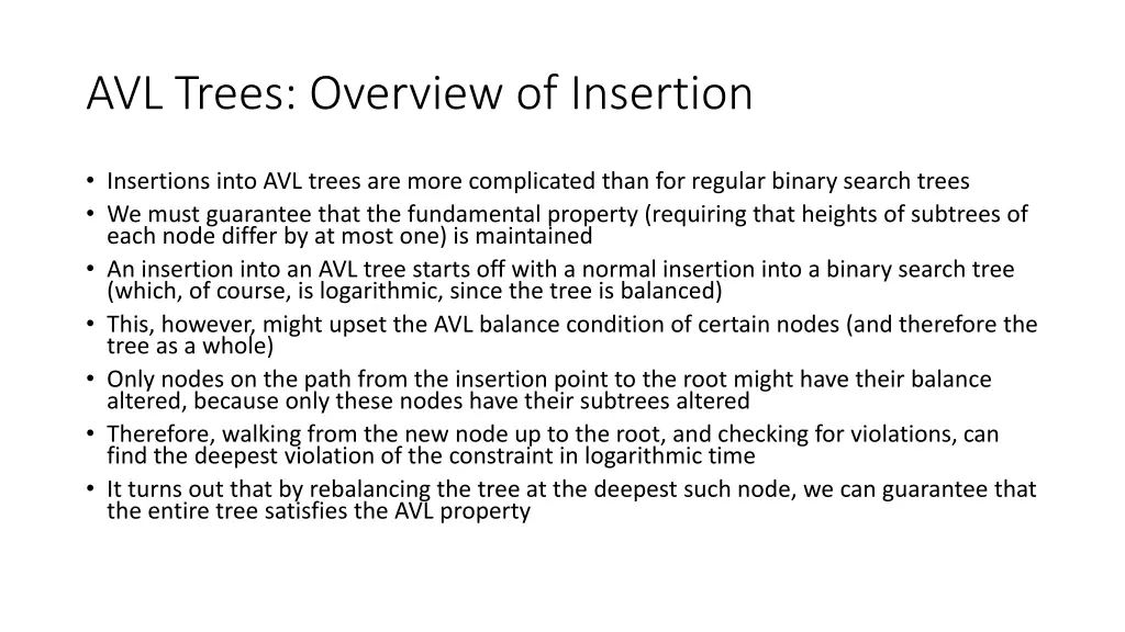 avl trees overview of insertion