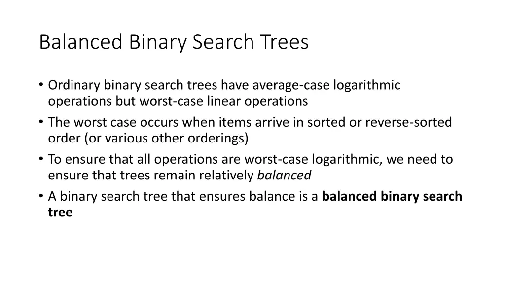 balanced binary search trees