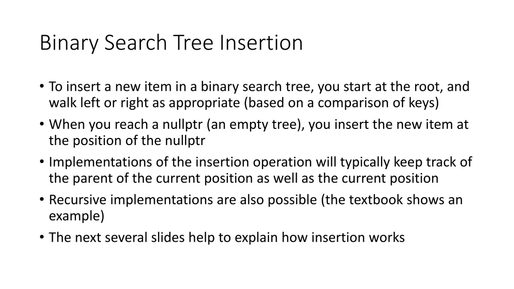 binary search tree insertion