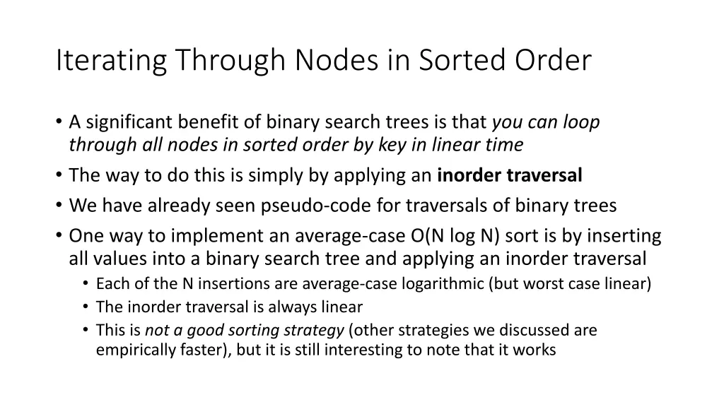 iterating through nodes in sorted order