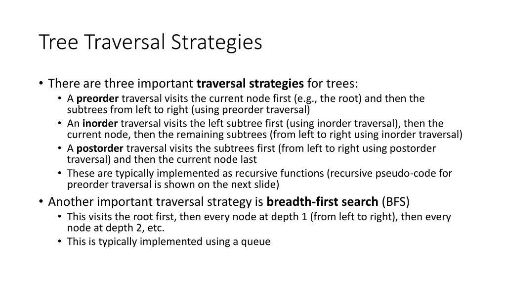 tree traversal strategies