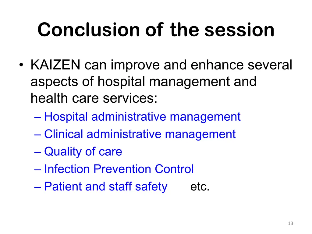 conclusion of the session