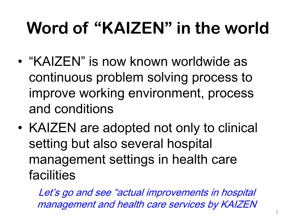 word of kaizen in the world