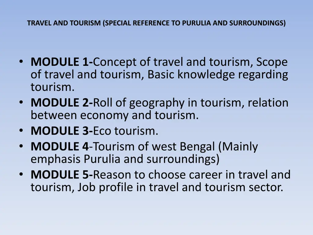 travel and tourism special reference to purulia