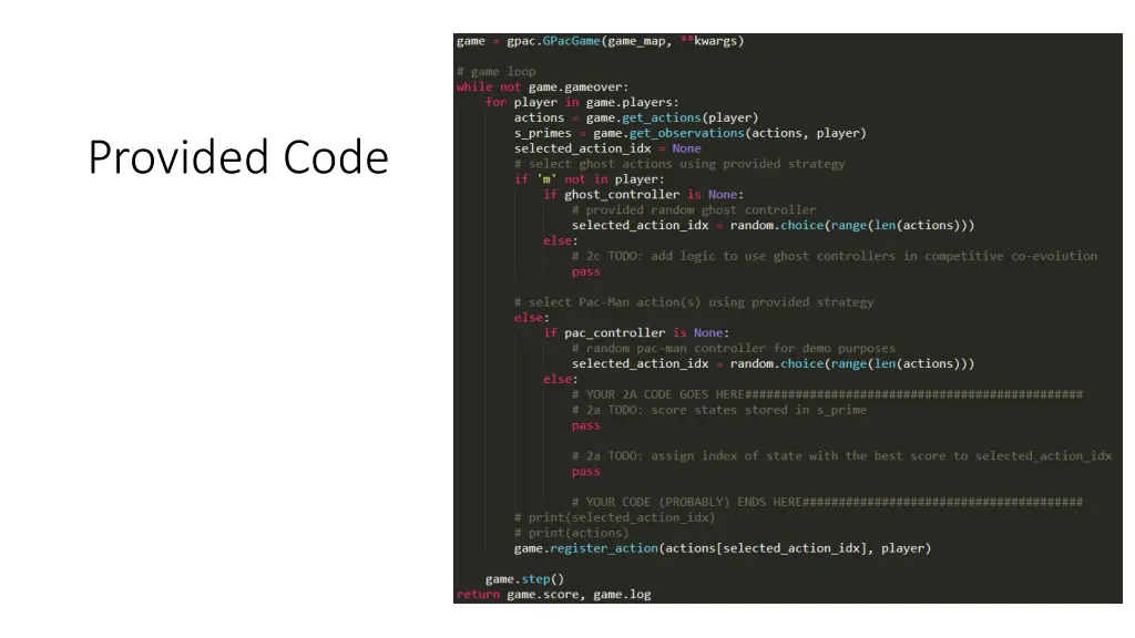 provided code