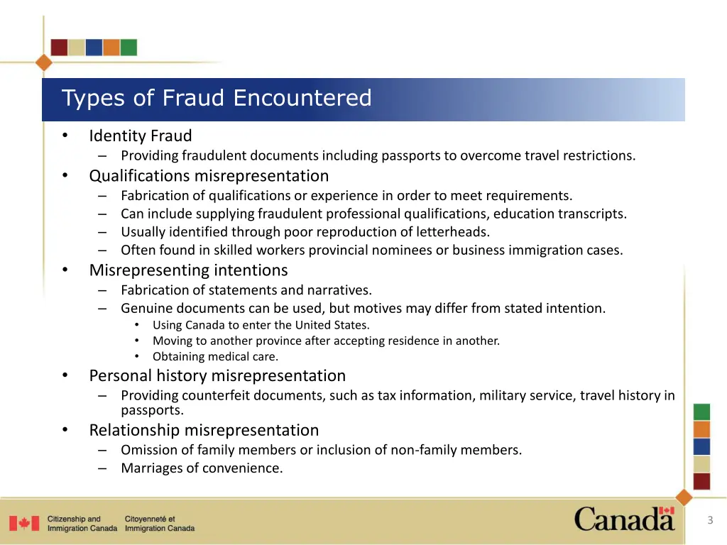 types of fraud encountered
