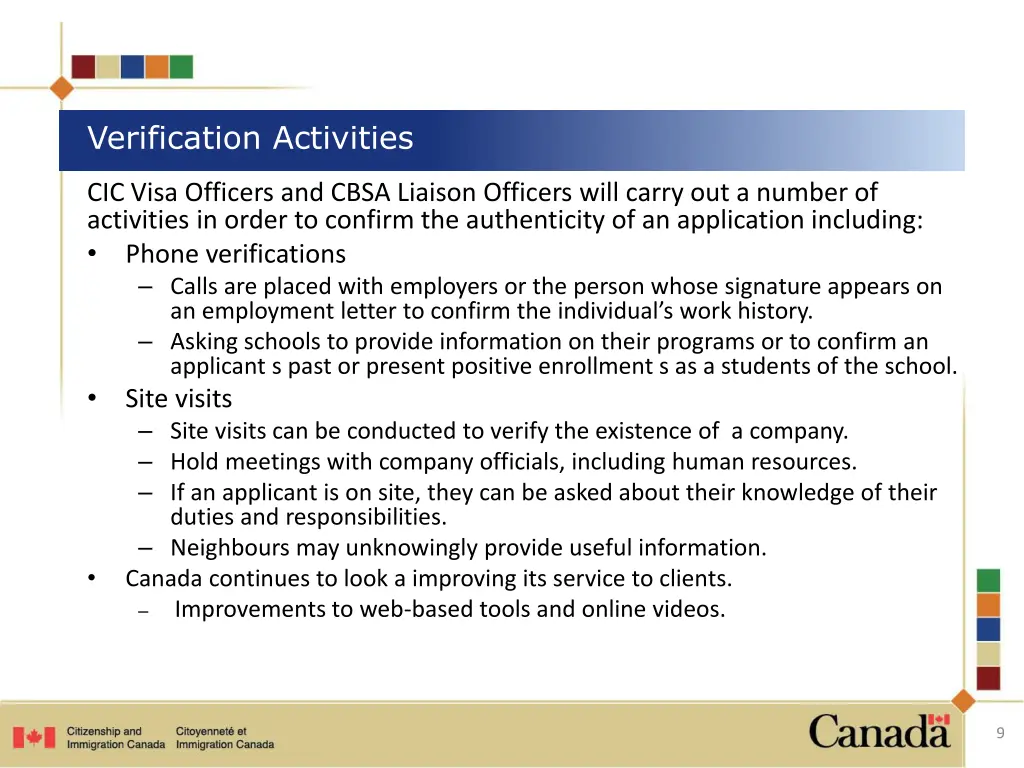 verification activities
