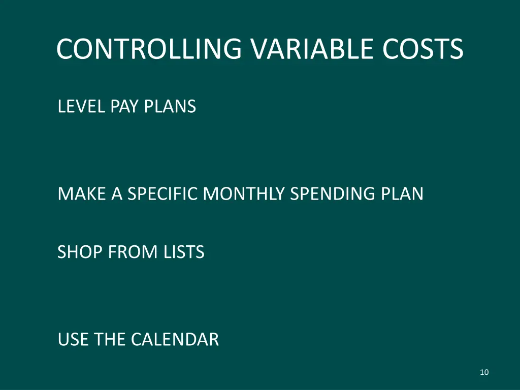 controlling variable costs