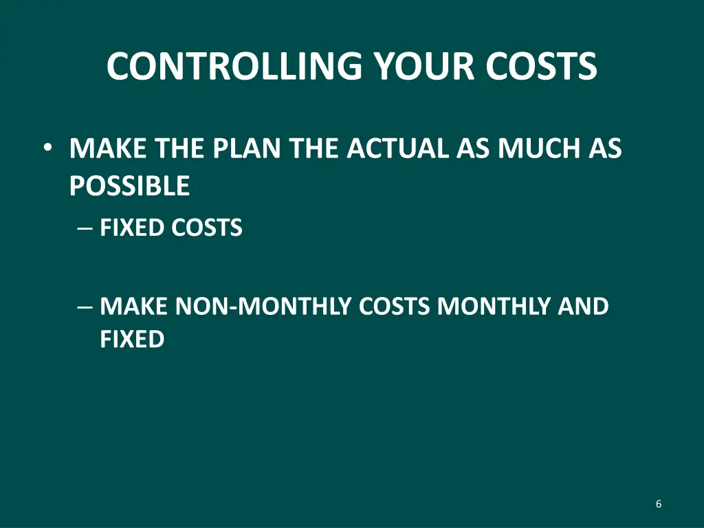 controlling your costs 1