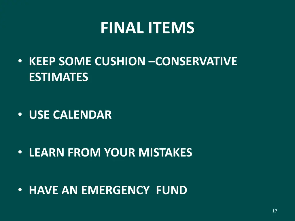 final items 1