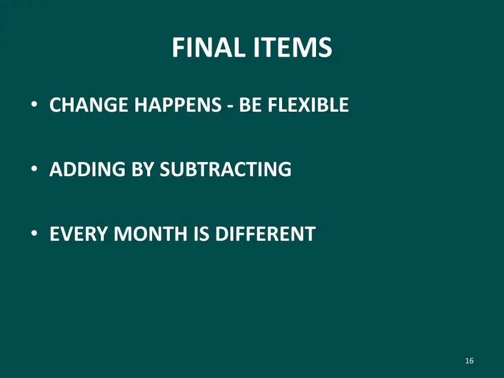 final items