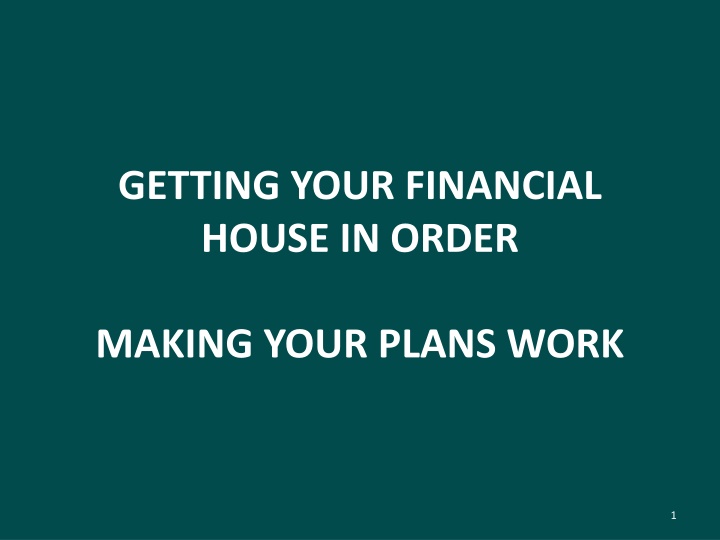 getting your financial house in order