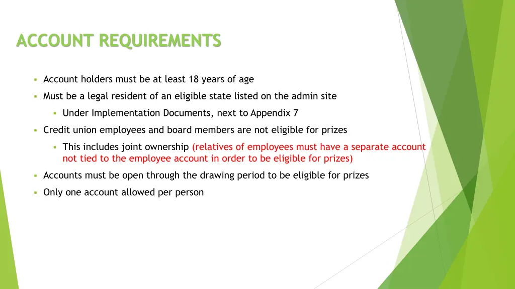 account requirements