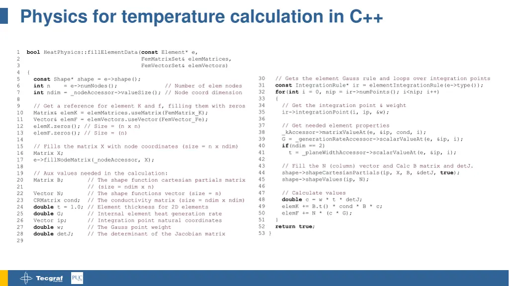 physics for temperature calculation in c