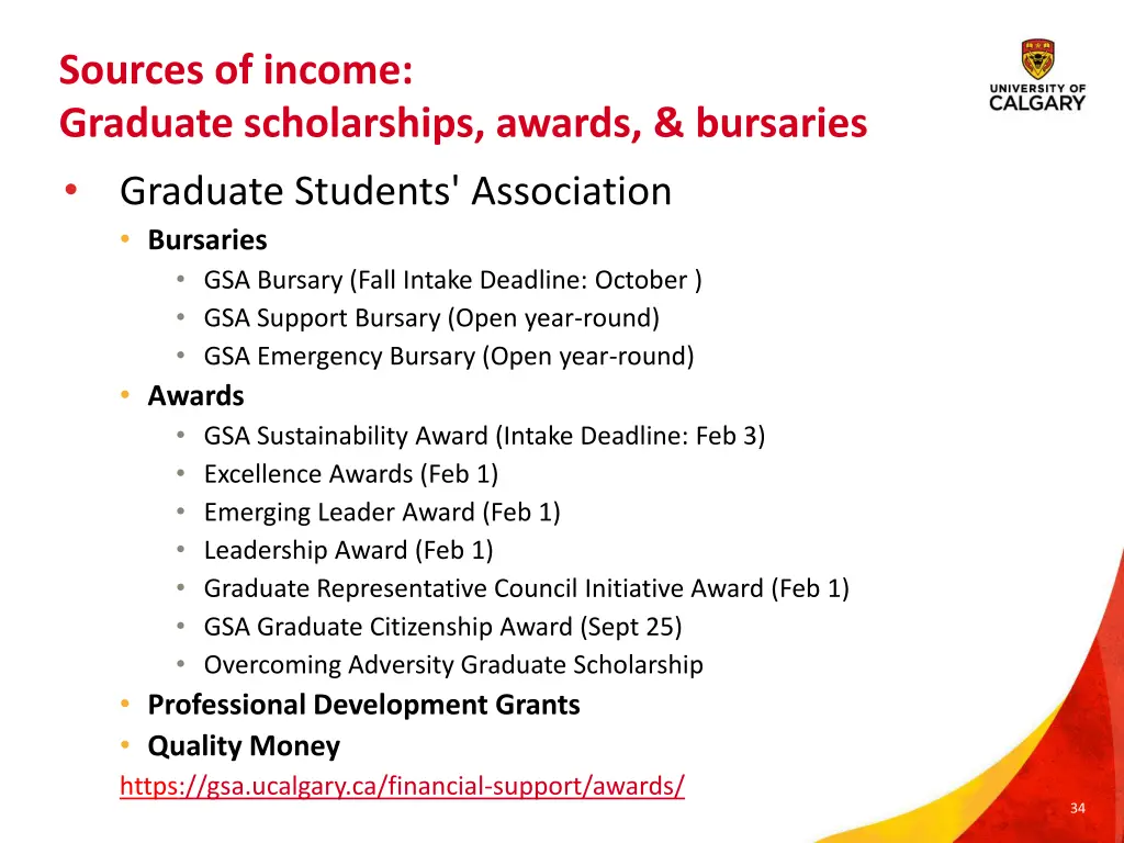 sources of income graduate scholarships awards
