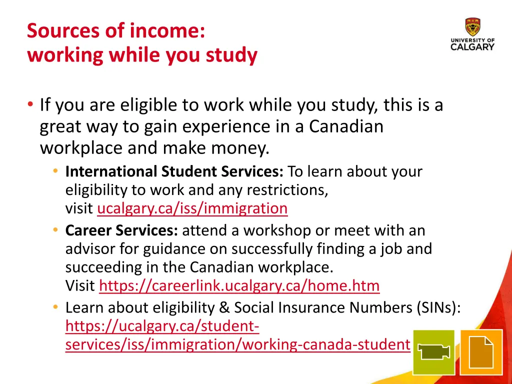 sources of income working while you study