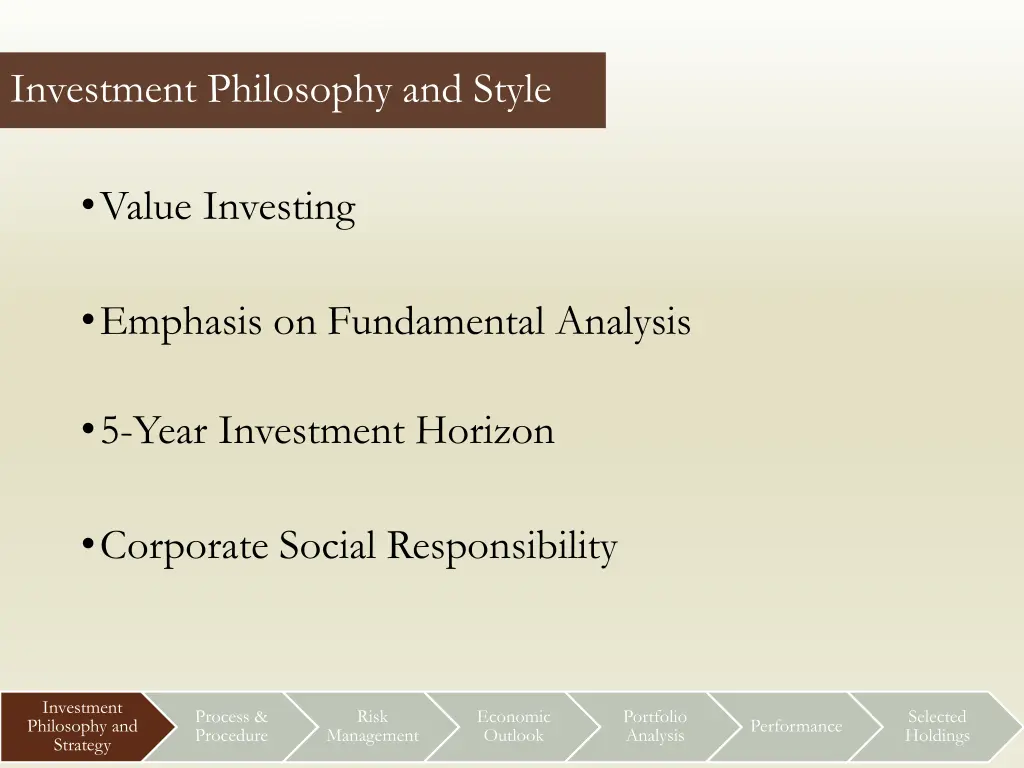 investment philosophy and style
