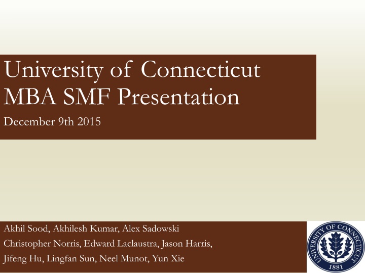 university of connecticut mba smf presentation