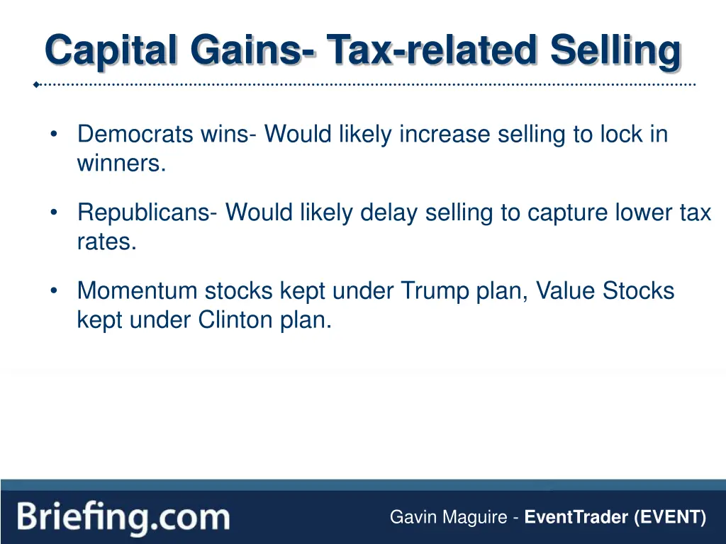 capital gains tax related selling