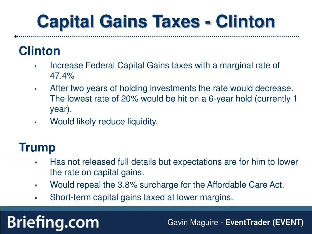 capital gains taxes clinton