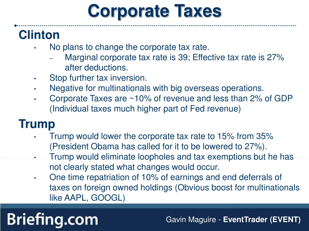 corporate taxes