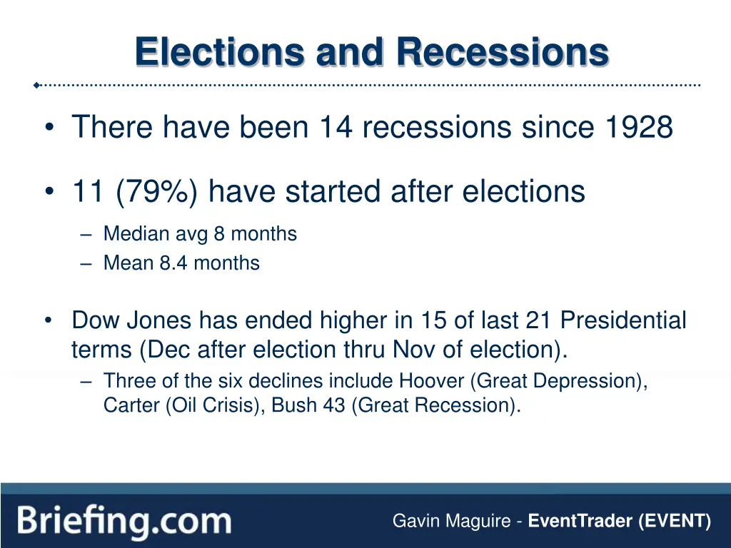 elections and recessions