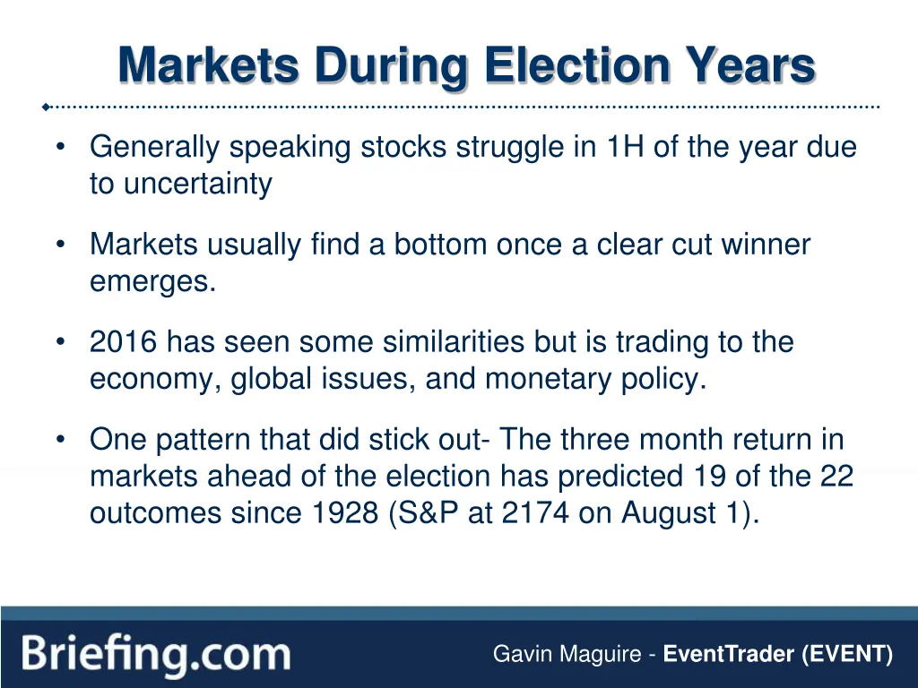 markets during election years