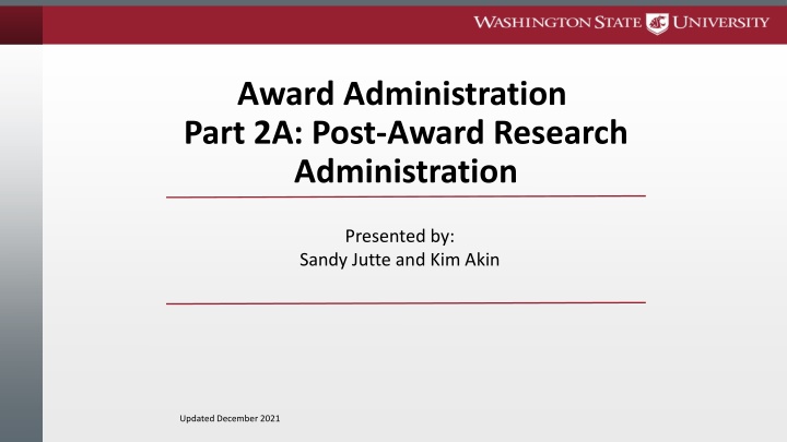 award administration part 2a post award research