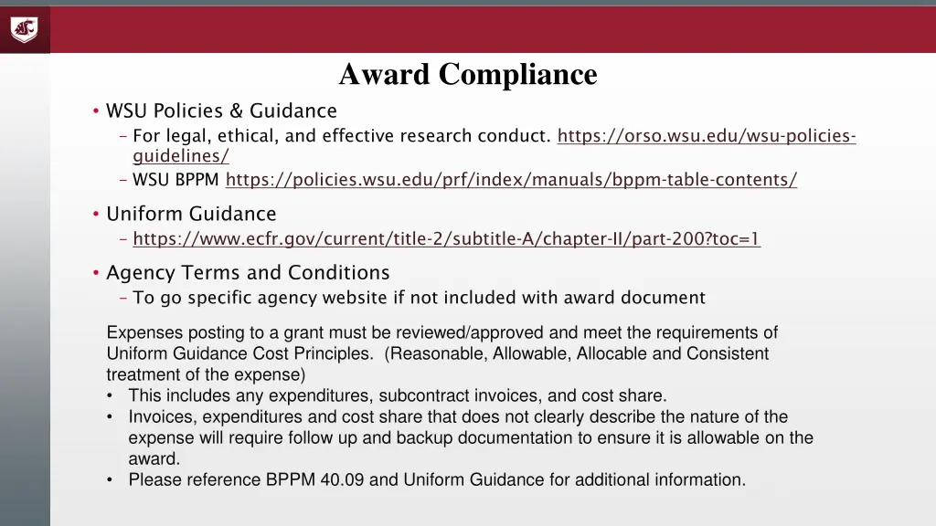 award compliance