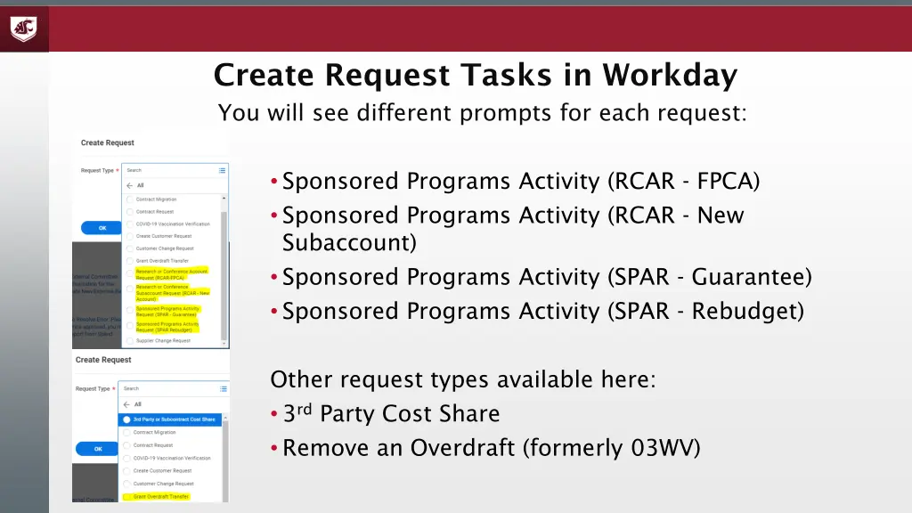 create request tasks in workday
