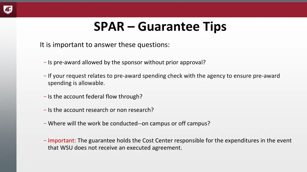 spar guarantee tips