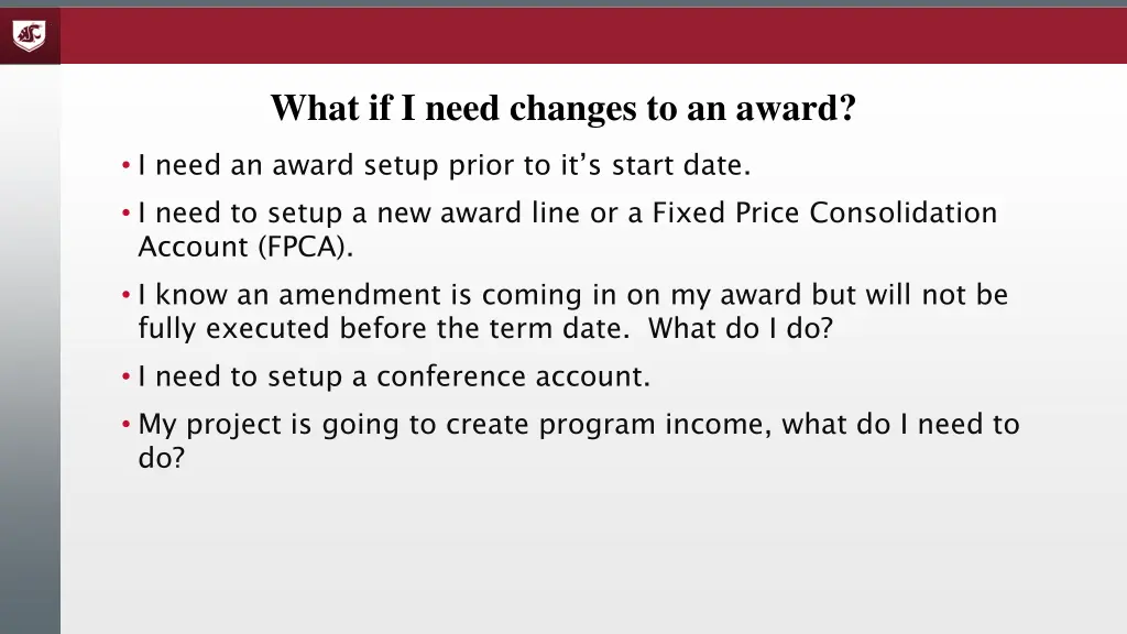 what if i need changes to an award