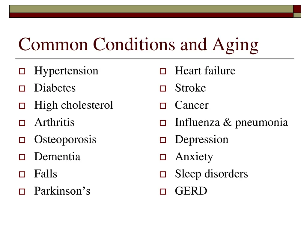 common conditions and aging