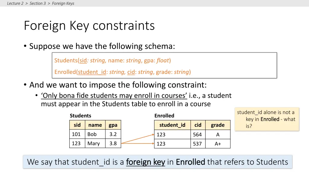 lecture 2 section 3 foreign keys lecture