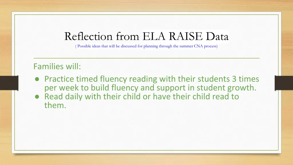 reflection from ela raise data possible ideas 2