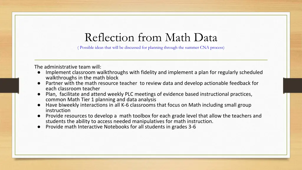 reflection from math data possible ideas that