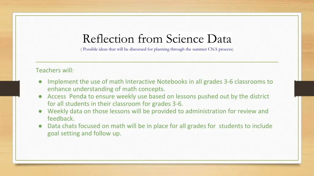 reflection from science data possible ideas that 1